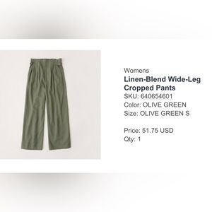 Abercrombie Womens Linen-Blend Wide-Leg Cropped Pants